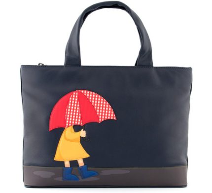 Yoshi Umbrella Applique Leather Grab Bag